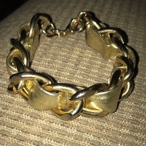 Sparkly Express Goldtone Bracelet Leather/Chain ❤️